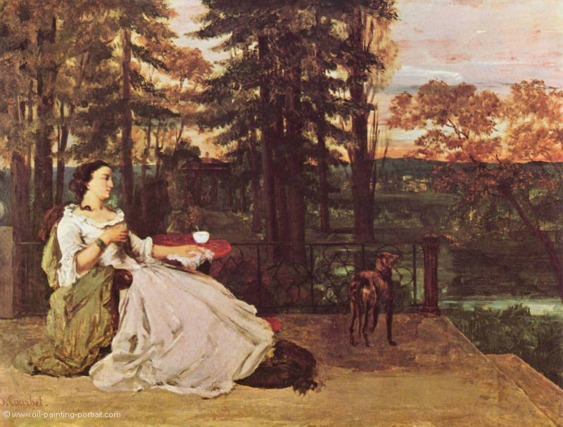 Dame auf der Terrasse