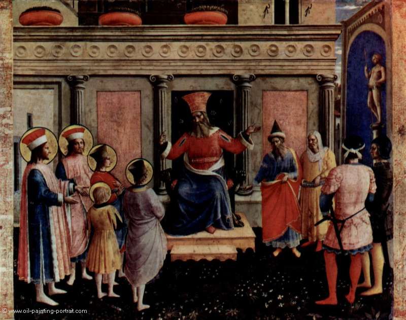 Das Verhoer der Brueder Kosmas und Damian durch Lysias
