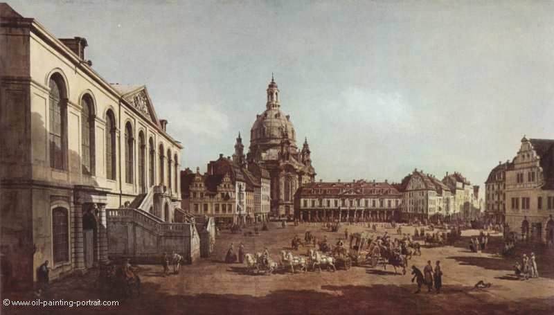 Der Neumarkt in Dresden vom Juedischen Friedhof aus mit Frauenkirche und Altstaedter Wache