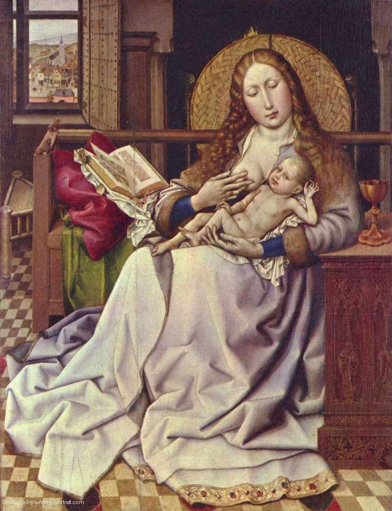 Die Madonna vor einem Wandschirm