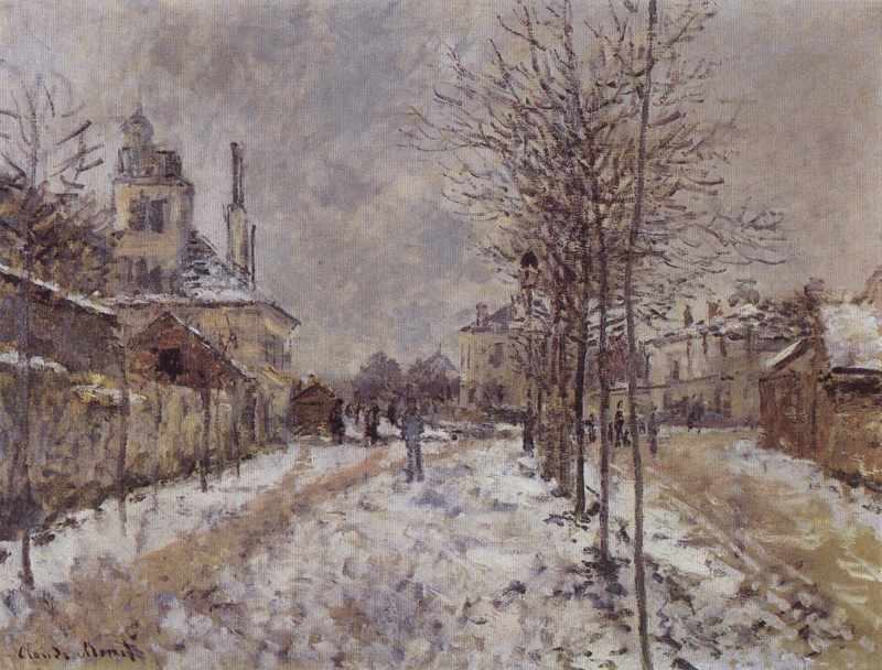 Die Schneebedeckte Boulevard de Pontoise in Argenteuil
