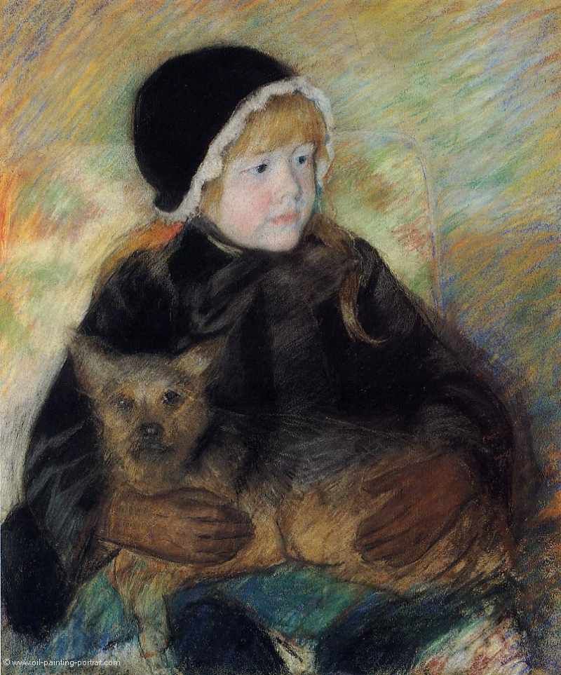 Elsie Cassatt haelt einen grossen Hund