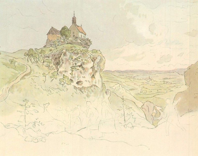 Felsen und Kapelle