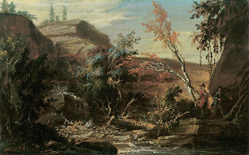Felslandschaft mit zwei Wanderern
