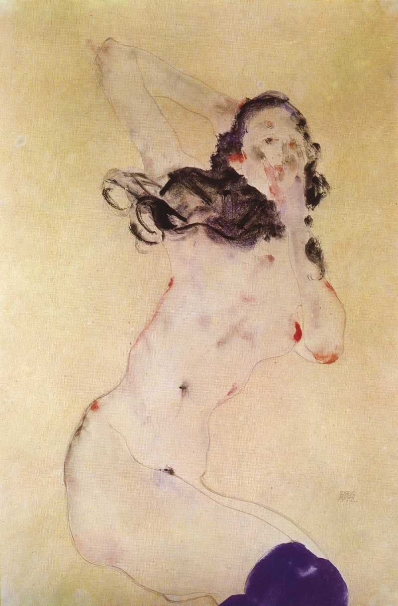 Female Nude with Blue Stockings