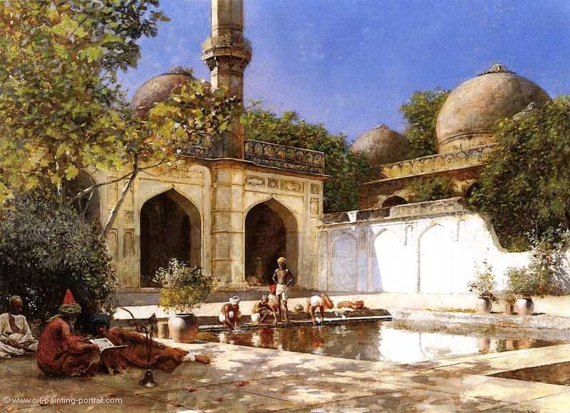 Figures in the Courtyard of a Mosque