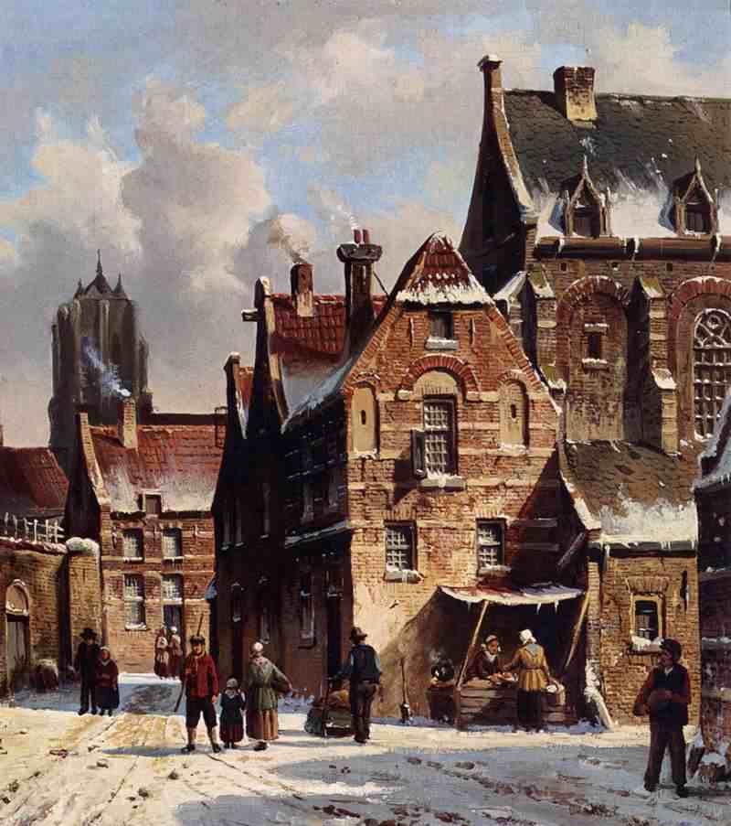 Figures in the Streets of a Wintry Town