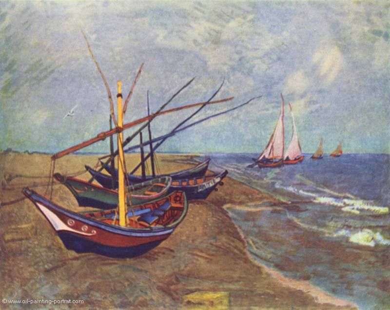 Fischerboote am Strand von Saintes Maries