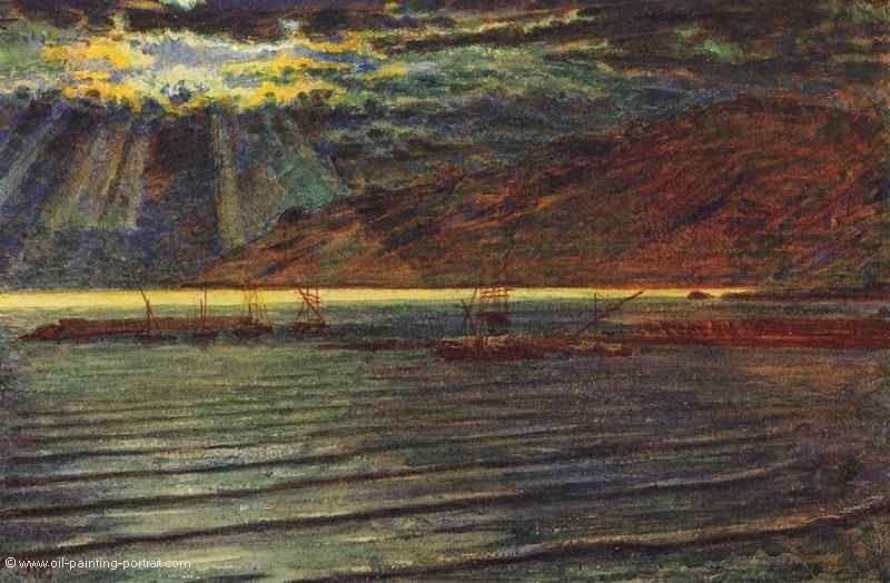 Fischerboote im Mondlicht
