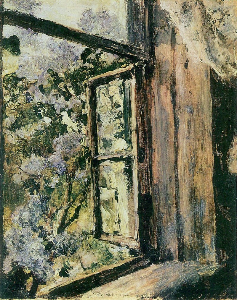 Flieder am offenen Fenster
