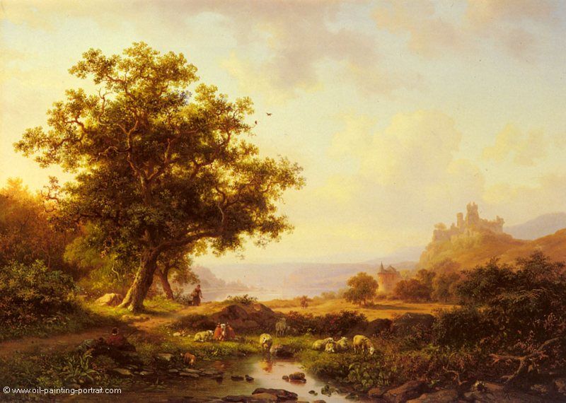 Flusslandschaft mit Burg