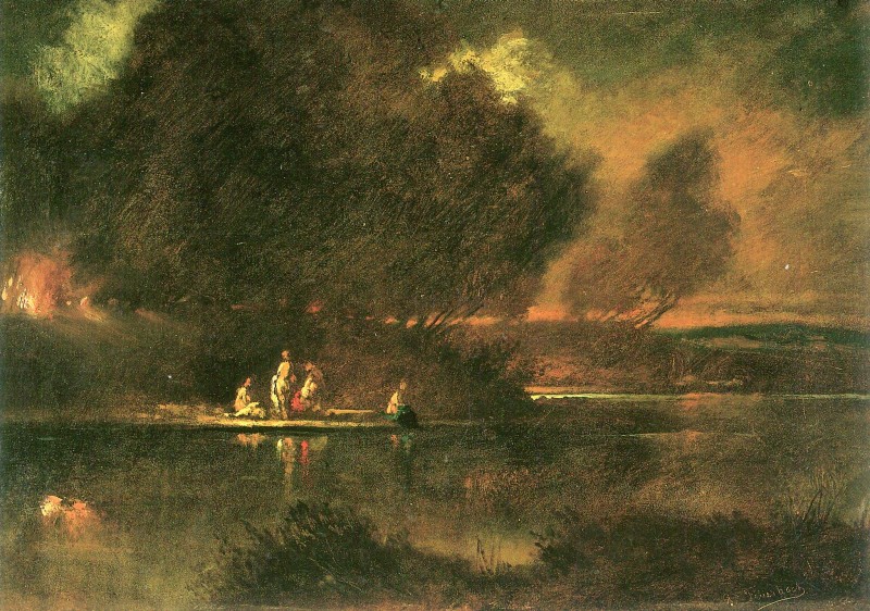 Flusslandschaft mit Nymphen