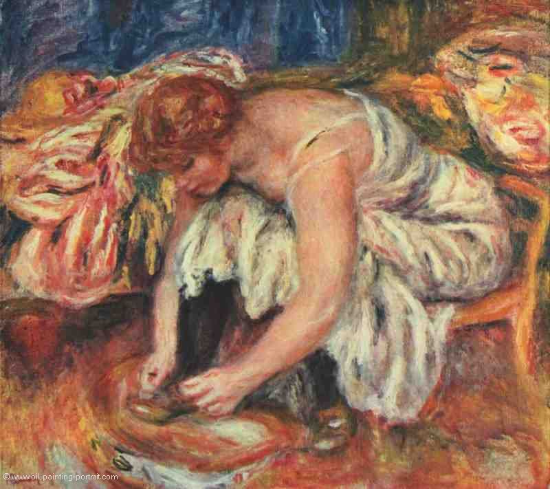 Frau beim Schuhbinden