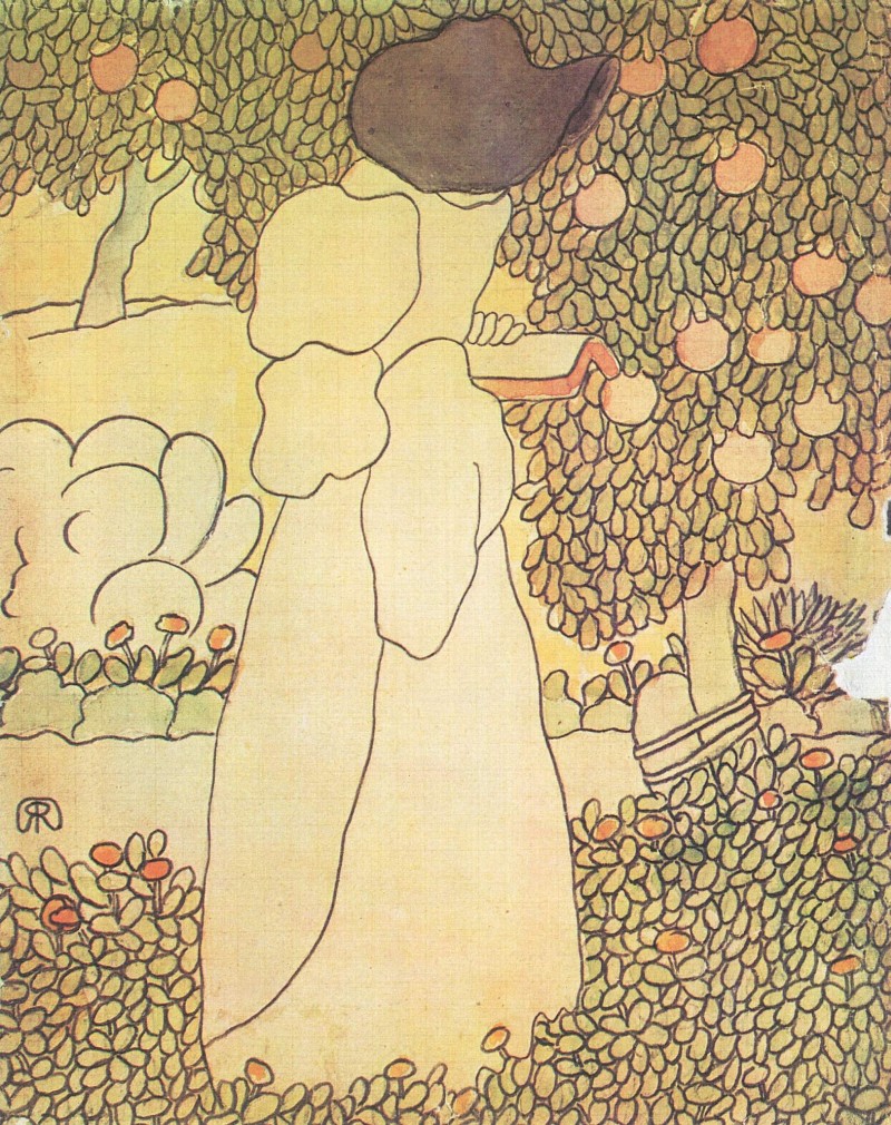 Frau im Garten (Spazierende Frau)