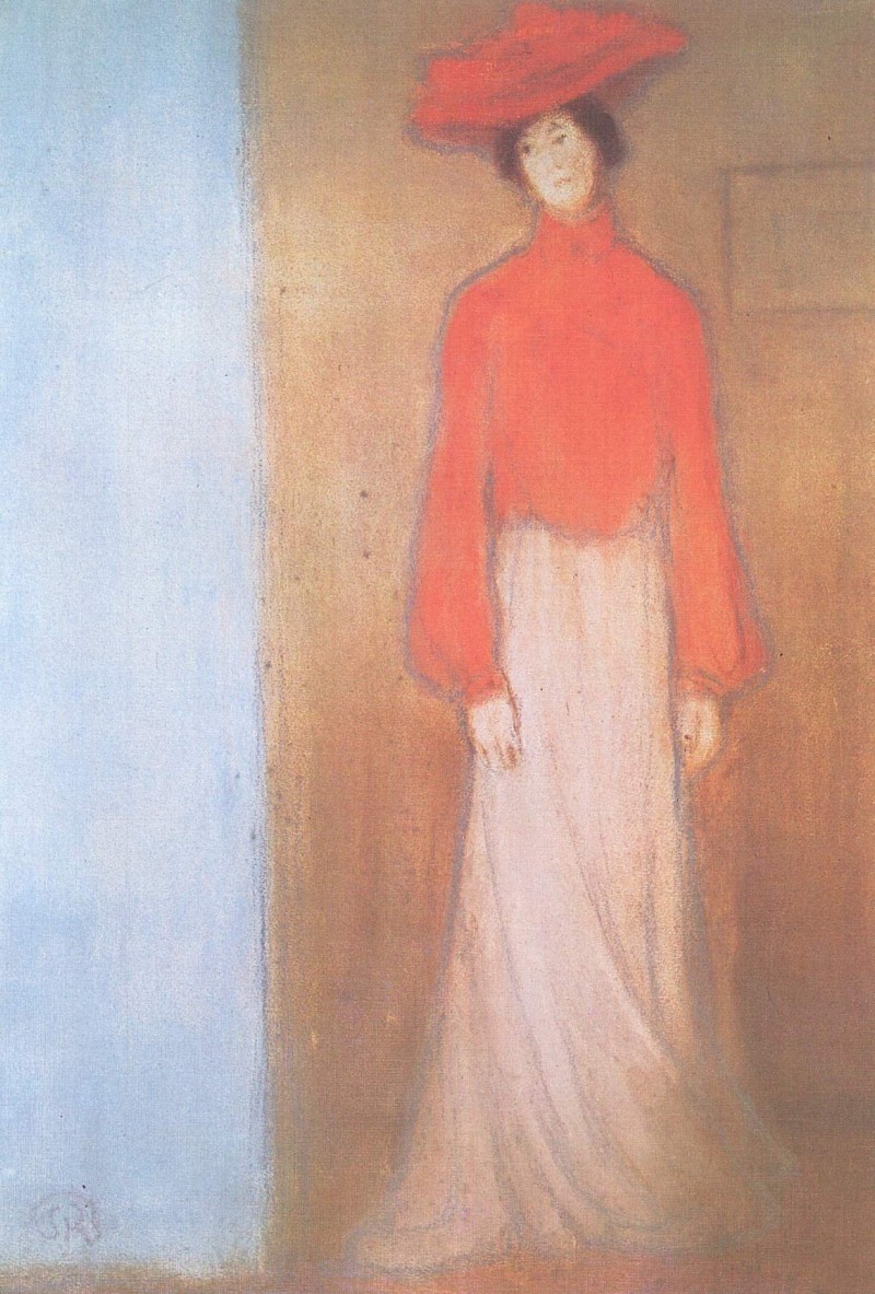 Frau in roter Bluse