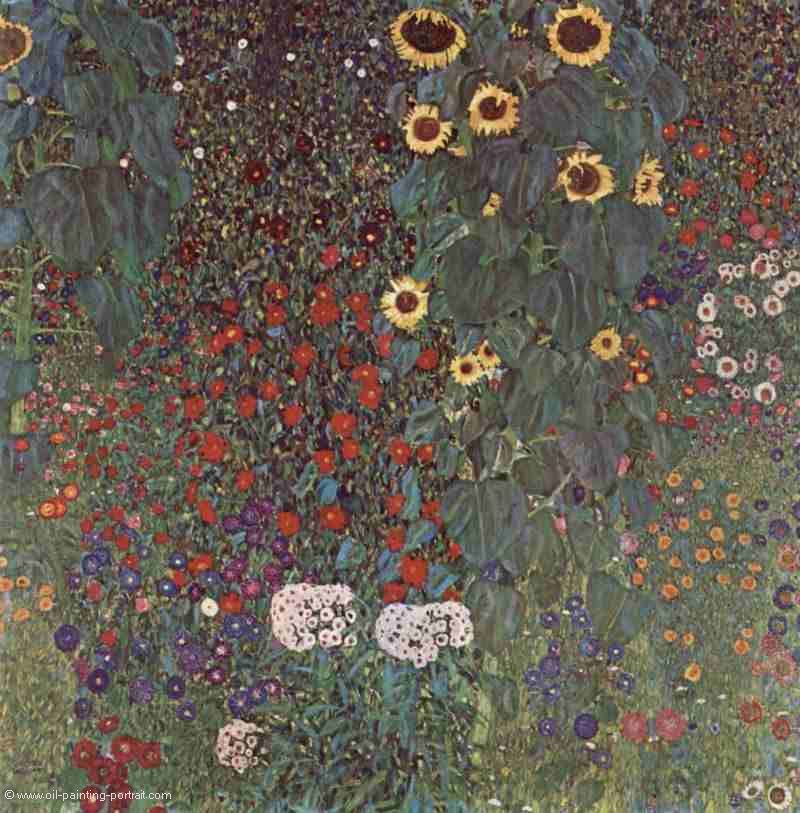 Garten mit Sonnenblumen auf dem Lande