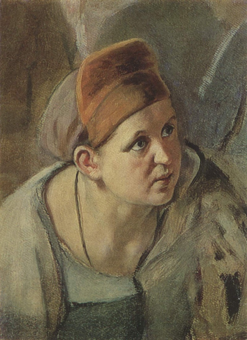 Gebeugte Frauenfigur