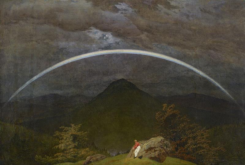 Gebirgslandschaft mit Regenbogen