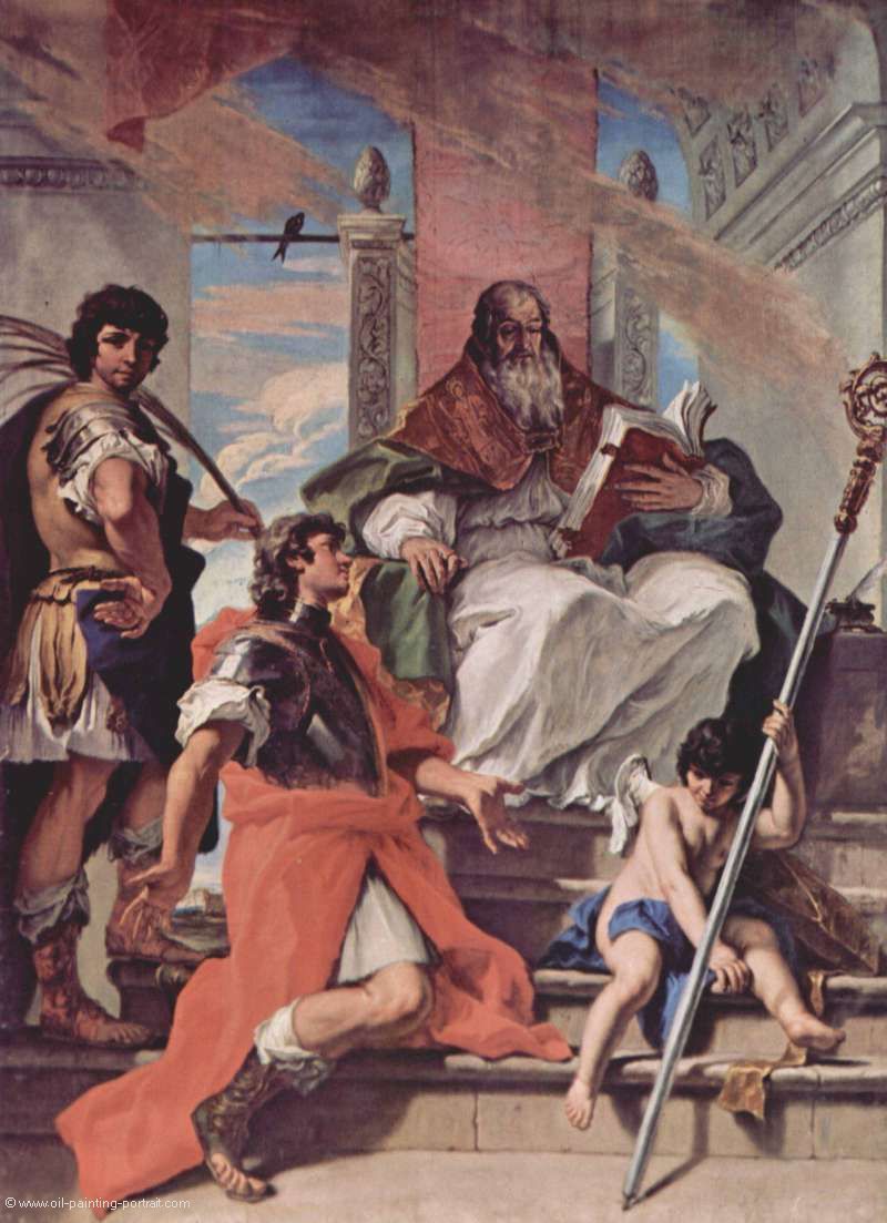 Heilige Prokolus, Heiliger Firmus und Heiliger Rusticus von Verona sowie ein Engel