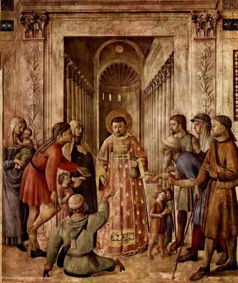Heiliger Laurentius verteilt den Kirchenschatz an die Armen