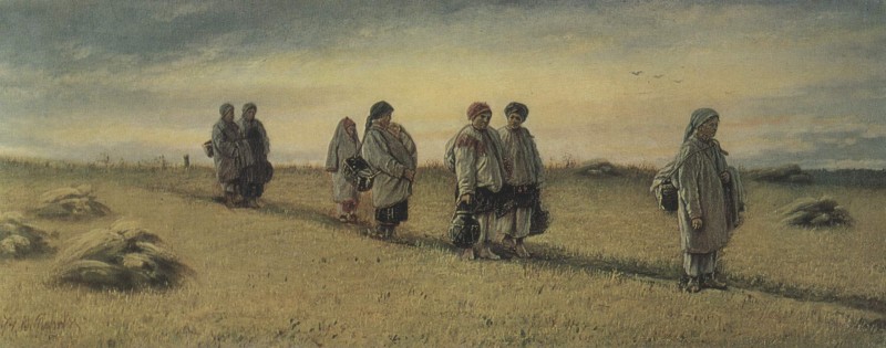 Heimkehr der Schnitterinnen von den Feldern in Rjasaner Gouvernement
