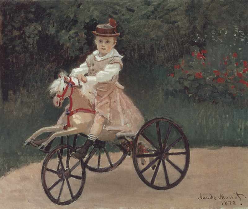 Jean Monet auf seinem Pferdewaegelchen