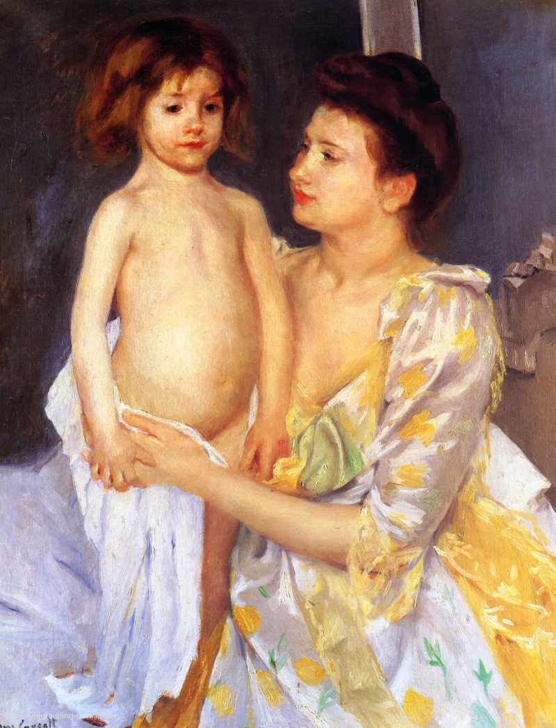 Jules wird von seiner Mutter getrocknet