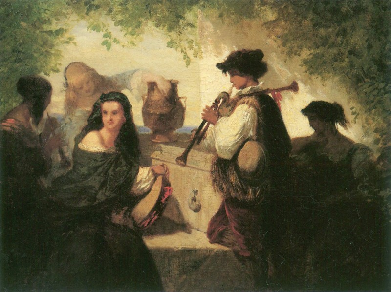 Junge Musikanten am Brunnen