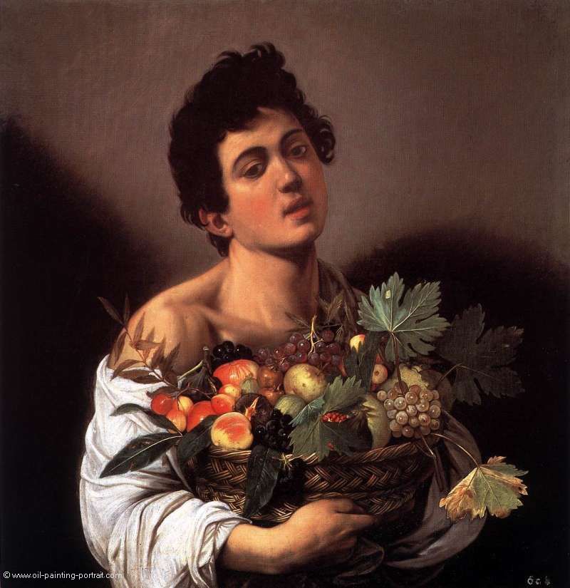 Junge mit Fruechtekorb