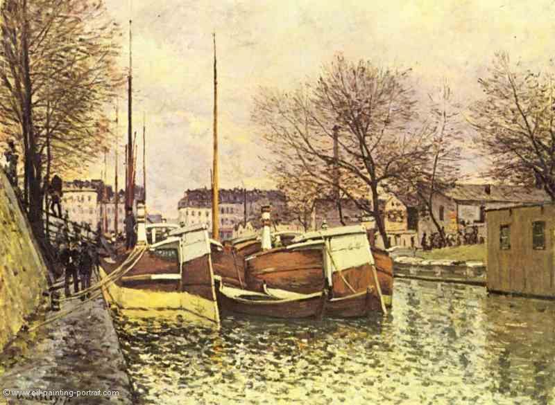 Kaehne auf dem Kanal Saint Martin in Paris