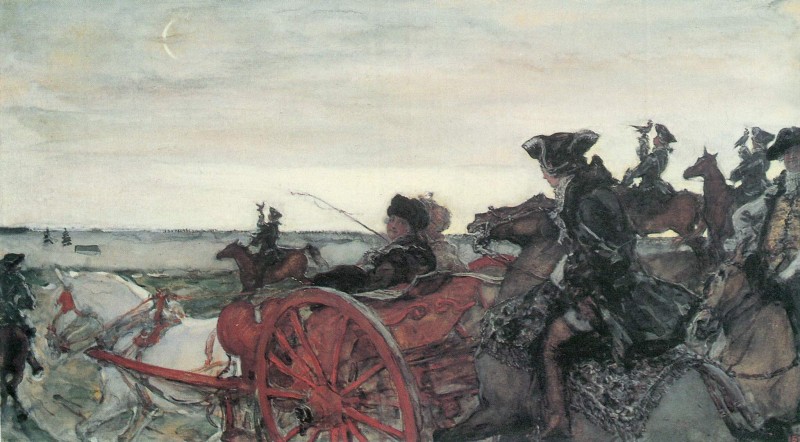 Katharina II zur Jagd mit Falken