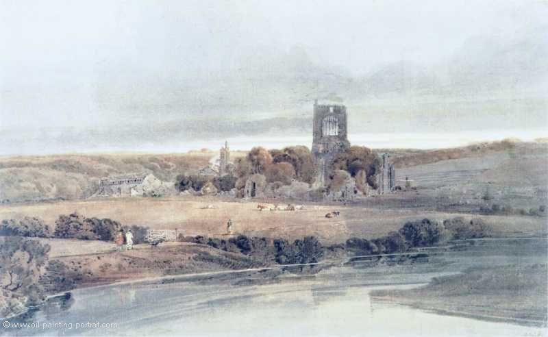 Kirkstall Abbey (Yorkshire from the Bridge at Morning)