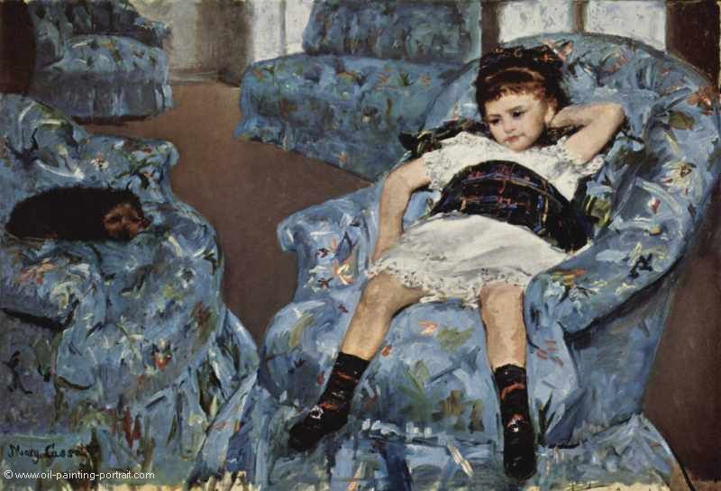 Kleines Maedchen im blauen Fauleuil
