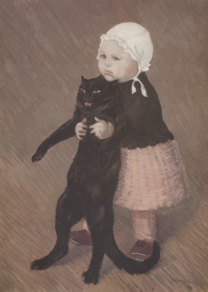 Kleines Maedchen mit Katze