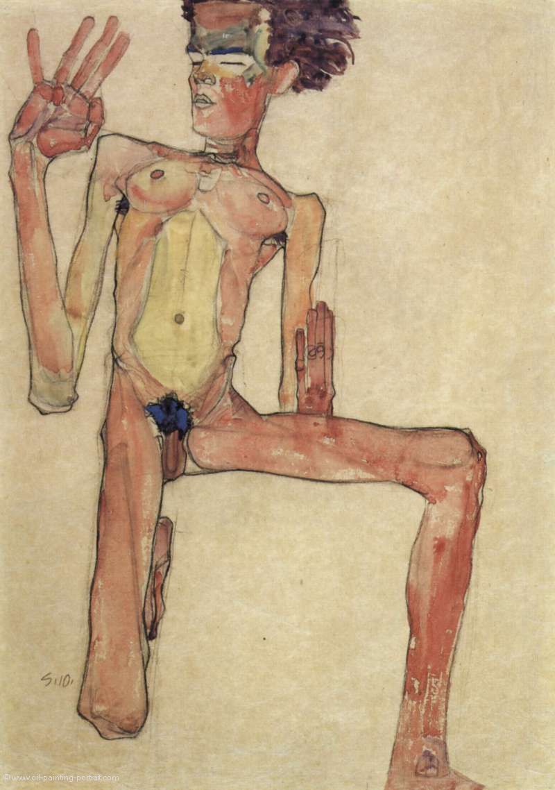 Kniender Akt (Selbstportrait)