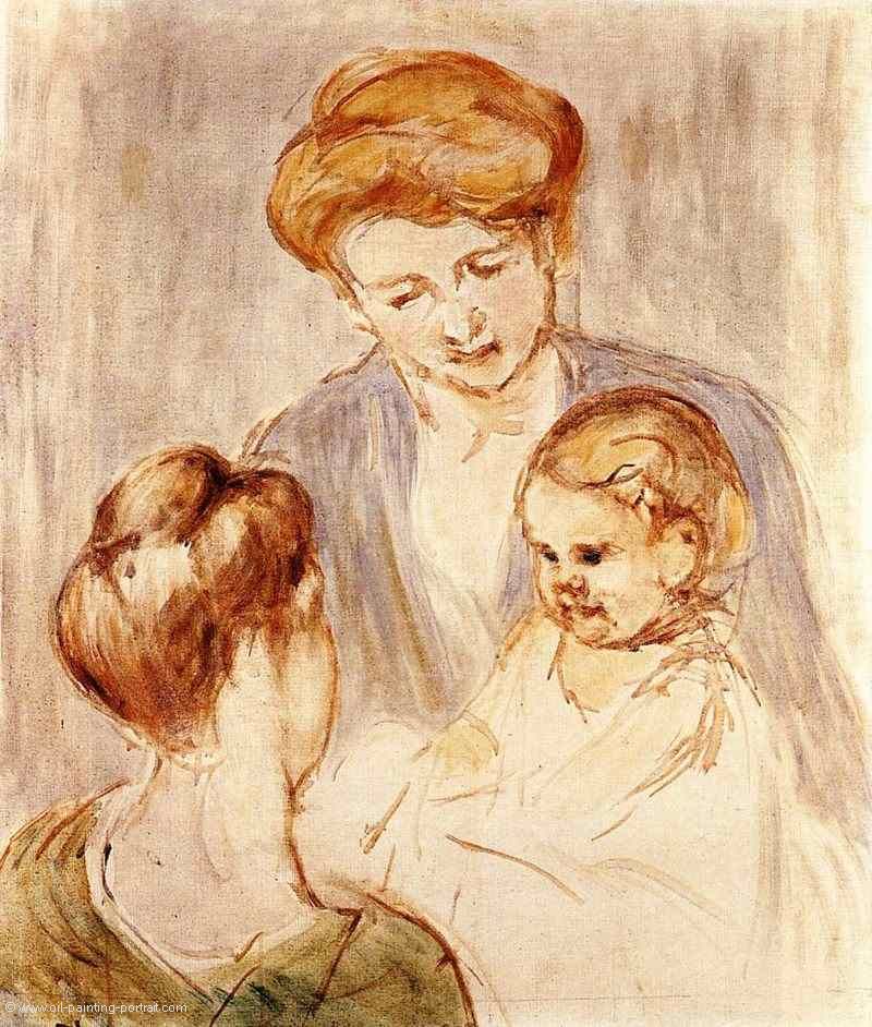 Laechelndes Baby mit 2 Frauen