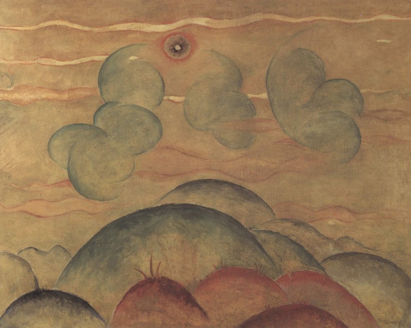 Landschaft, glasierter Ton