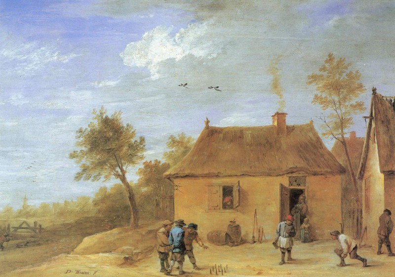 Landschaft mit Kegelspielern