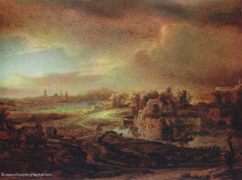 Landschaft mit Kutsche