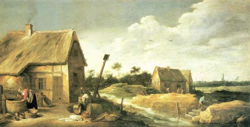 Landschaft mit Magd am Brunnen