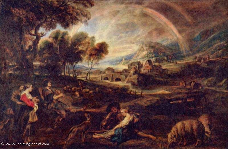Landschaft mit Regenbogen
