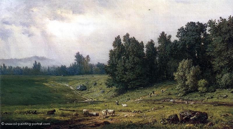 Landschaft mit Schafen