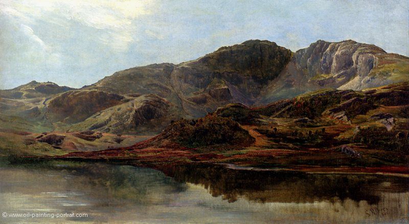 Landschaft mit See und Gebirge