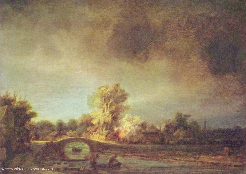 Landschaft mit Steinbruecke