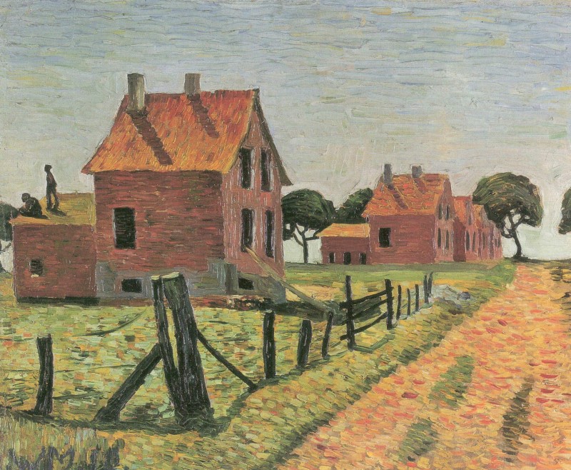 Landschaft mit roten Haeusern