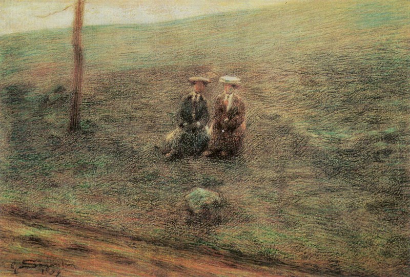 Landschaft mit zwei Figuren