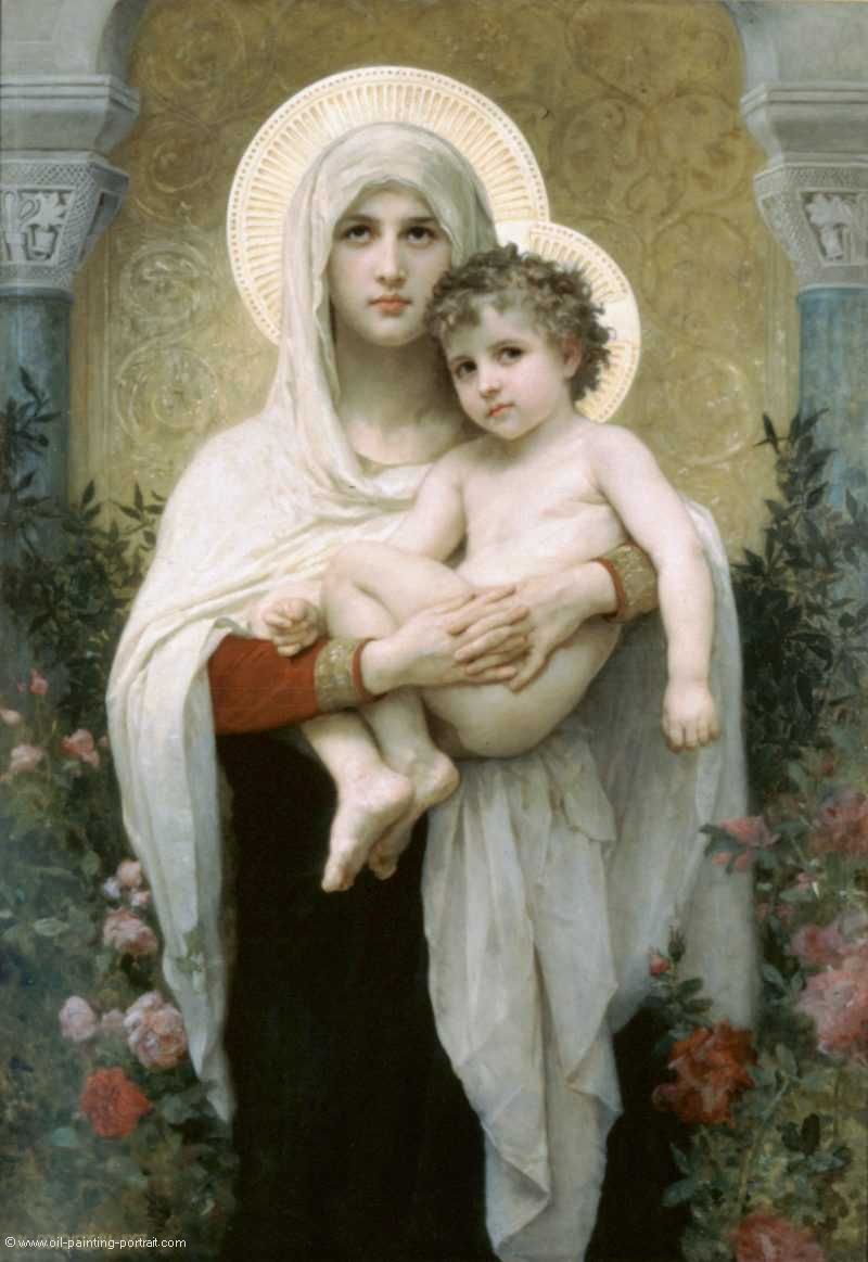 Madonna vor Rosen