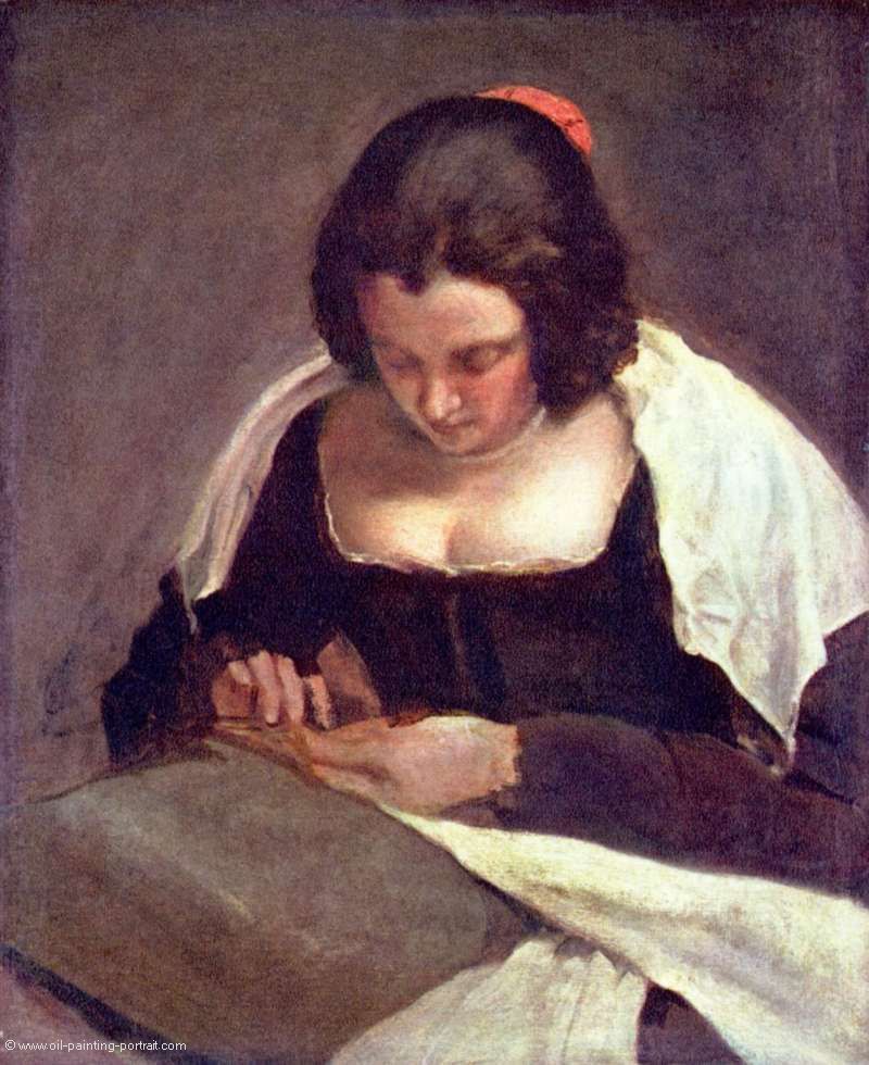 Naehende Frau