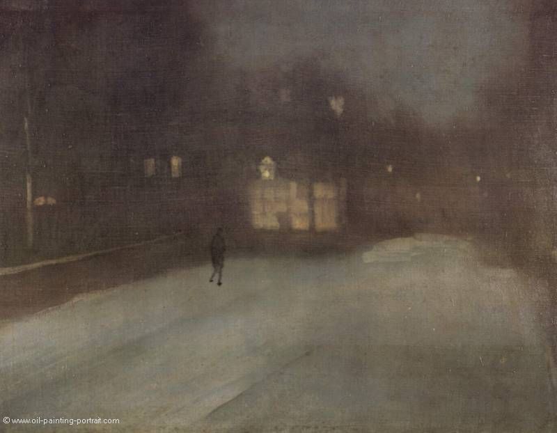 Nocturne in Grau und Gold, Schnee in Chelsa