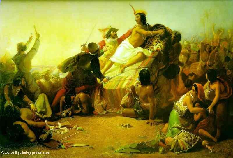 Pizarro vereinnahmt die Inca von Peru